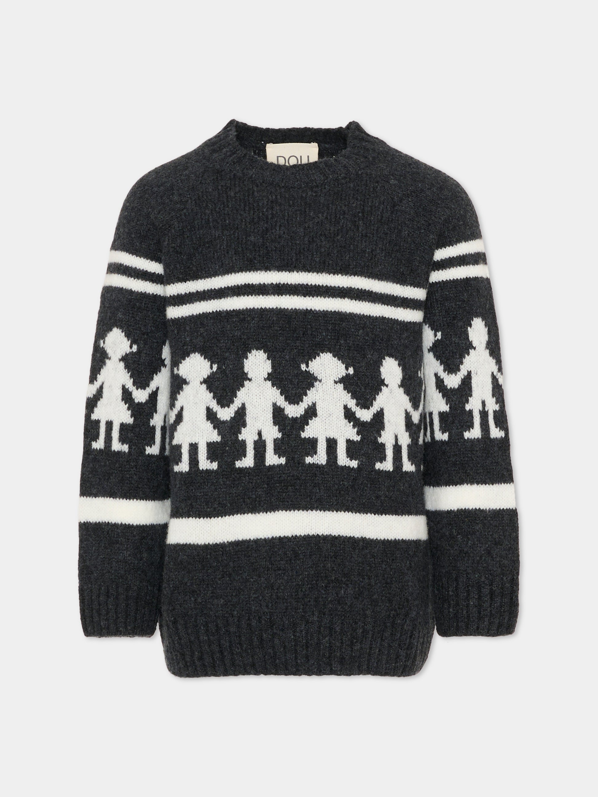 Maglione grigio per bambini con motivo jacquard,Douuod Kids,DX9P10 W0222 811AV