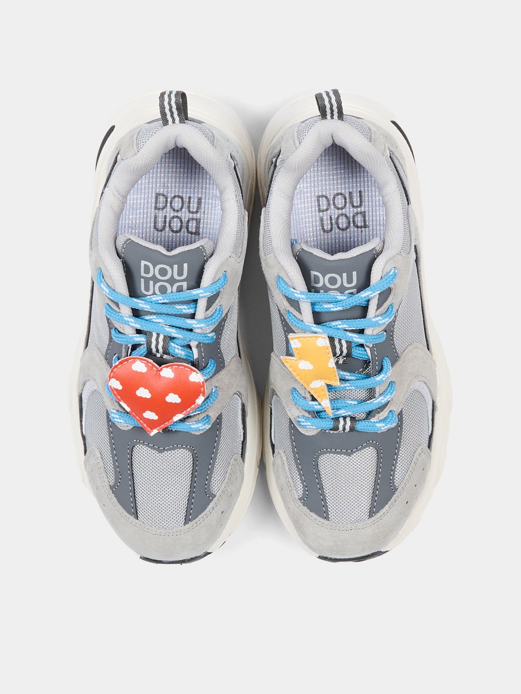 Sneakers grigie per bambini con charms,Douuod Kids X Coccolebimbi,28-GIBA486