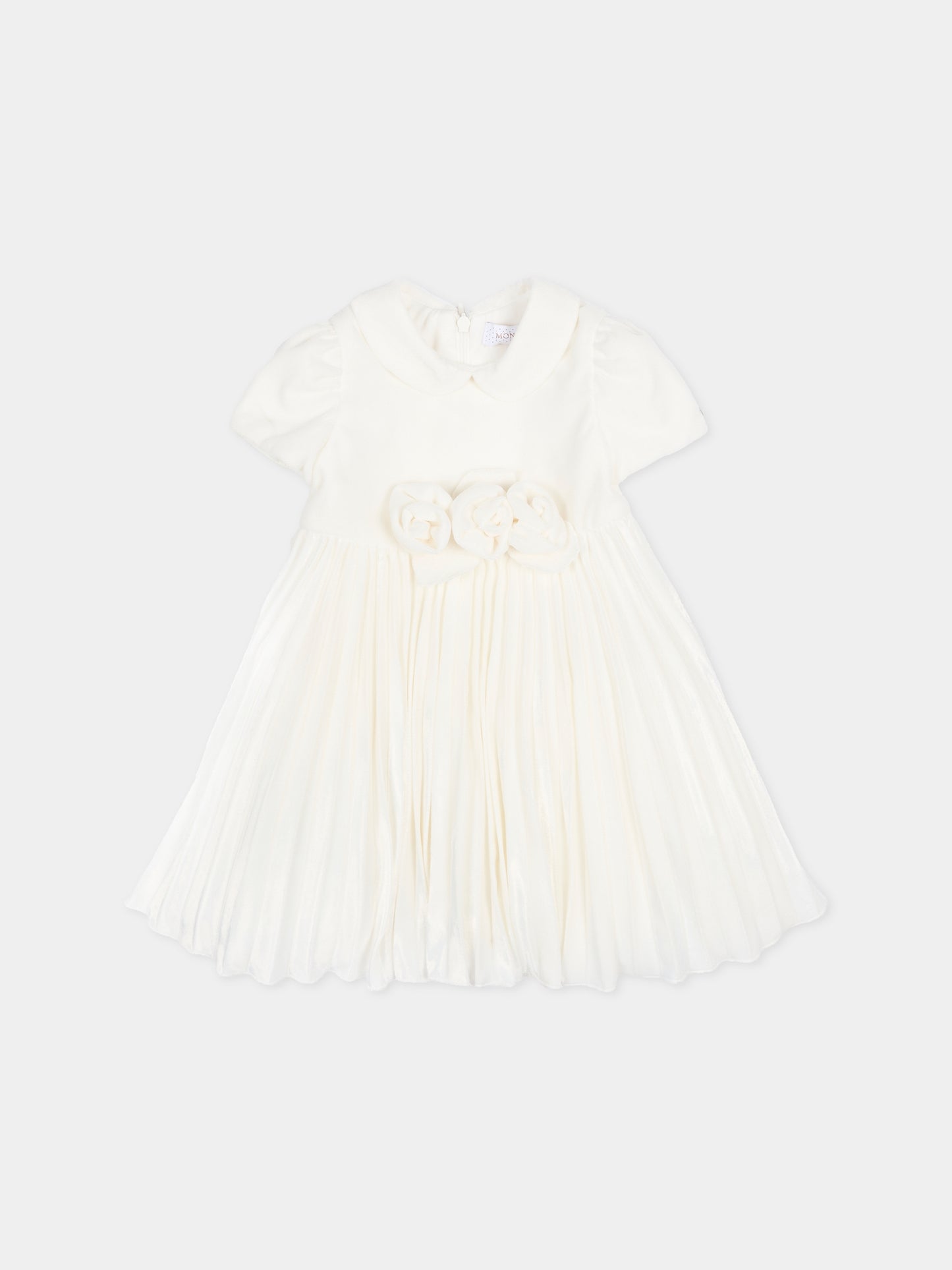 Vestito avorio per neonata con rose,Monnalisa,73F902 6803 0001