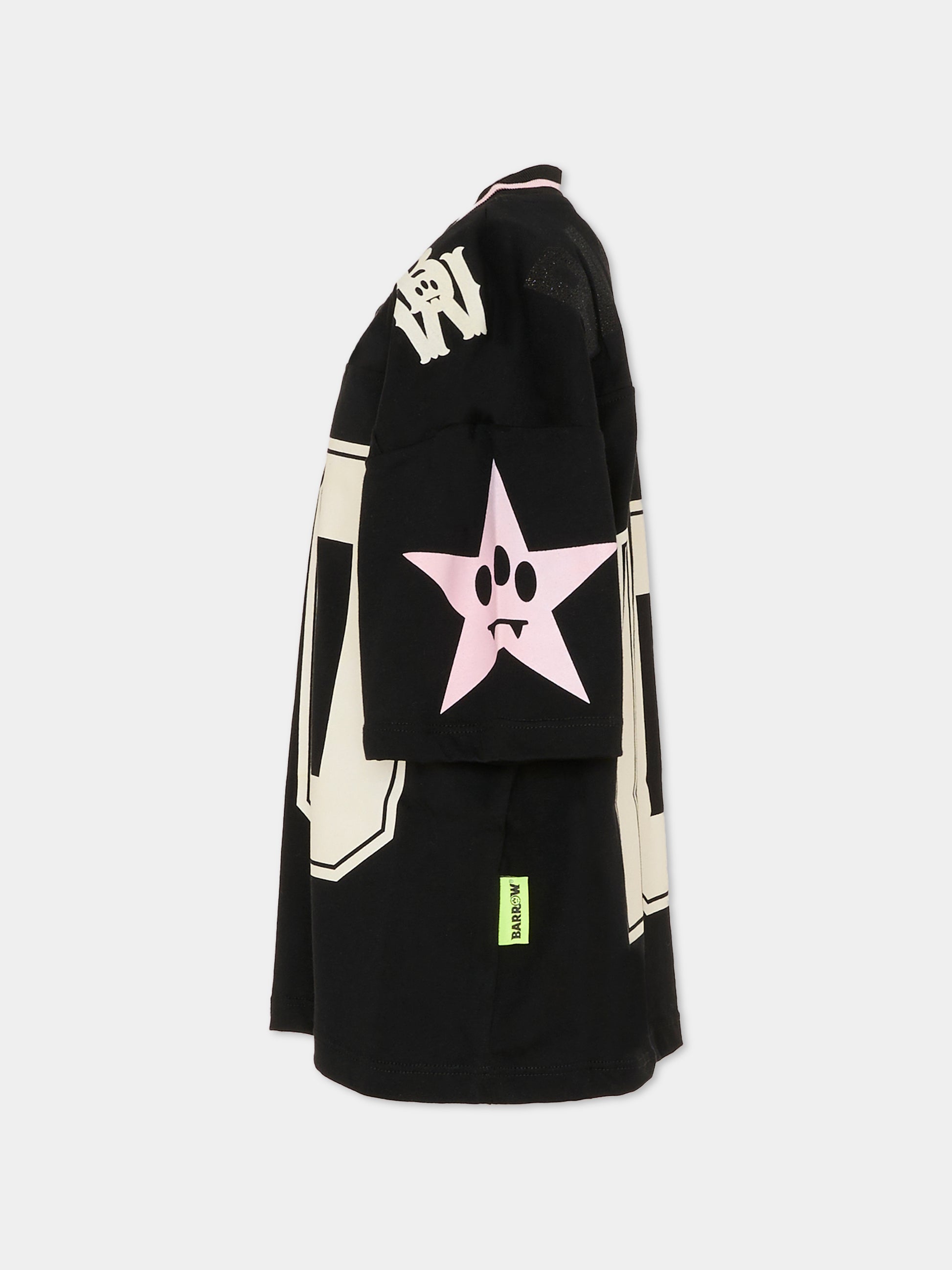 T-shirt nera per bambina con logo,Barrow,F5BKJGTH195 110