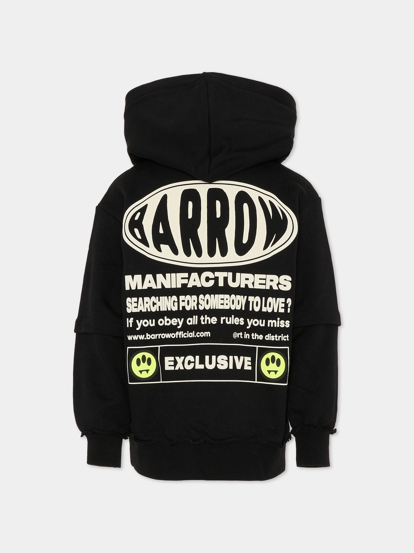 Felpa nera per bambino con logo bianco,Barrow,F5BKJUHS114 110