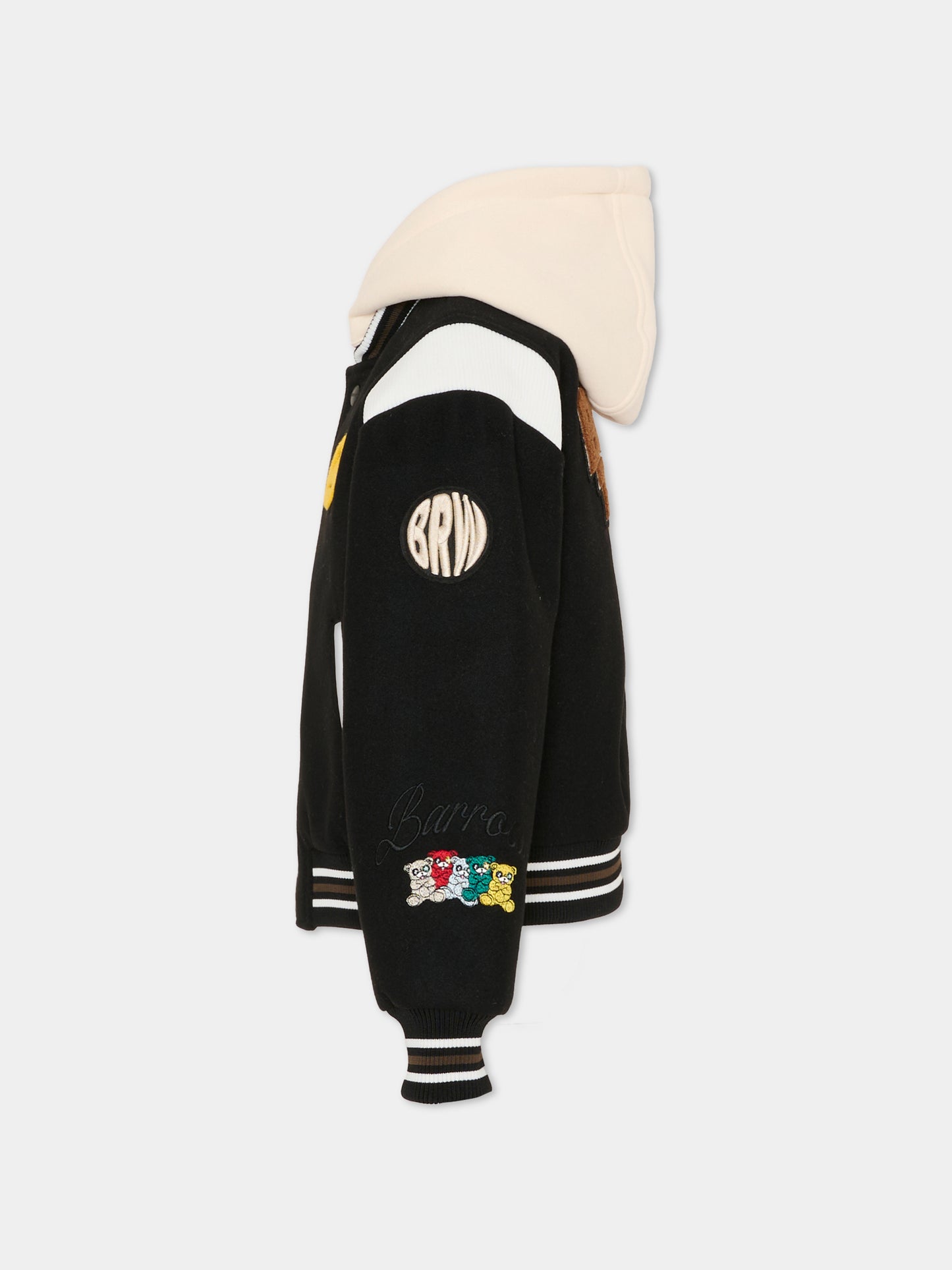 Bomber nero per bambino con patch logati,Barrow,F5BKJUJK070 110