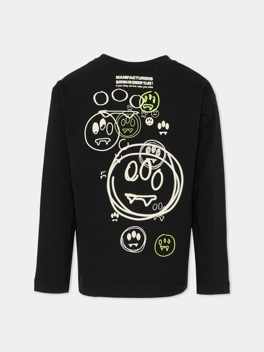 T-shirt nera per bambini con logo,Barrow,F5BKJUTH116 110