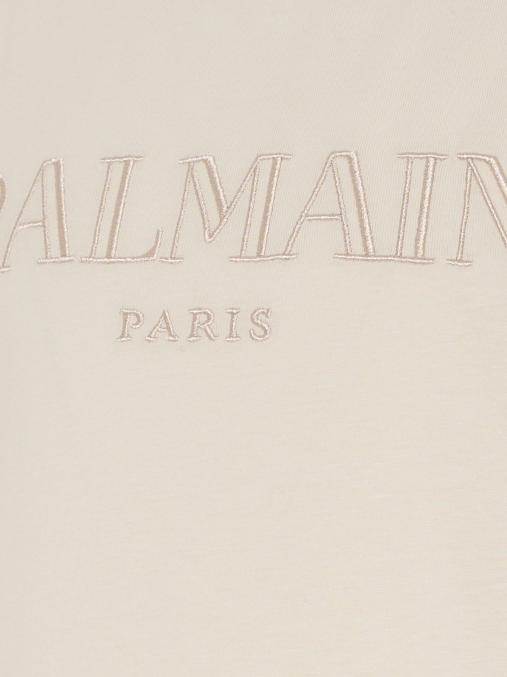 T-shirt beige con logo ricamato per bambini,Balmain Kids,BX8P41-Z3186 107BG