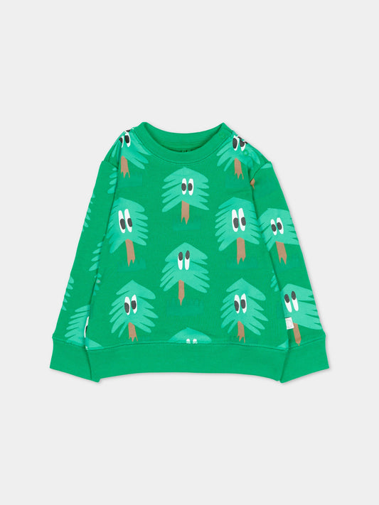 Felpa verde con abeti per neonato,Stella Mccartney Kids,TX4600 Z3161 712MC