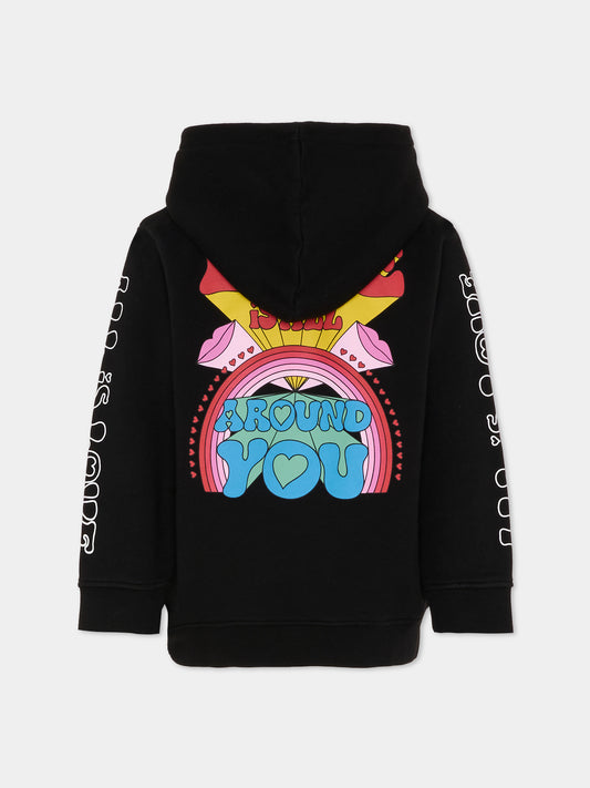 Felpa nera con stampa Love per bambina,Stella Mccartney Kids,TX4B90 Z0453 961