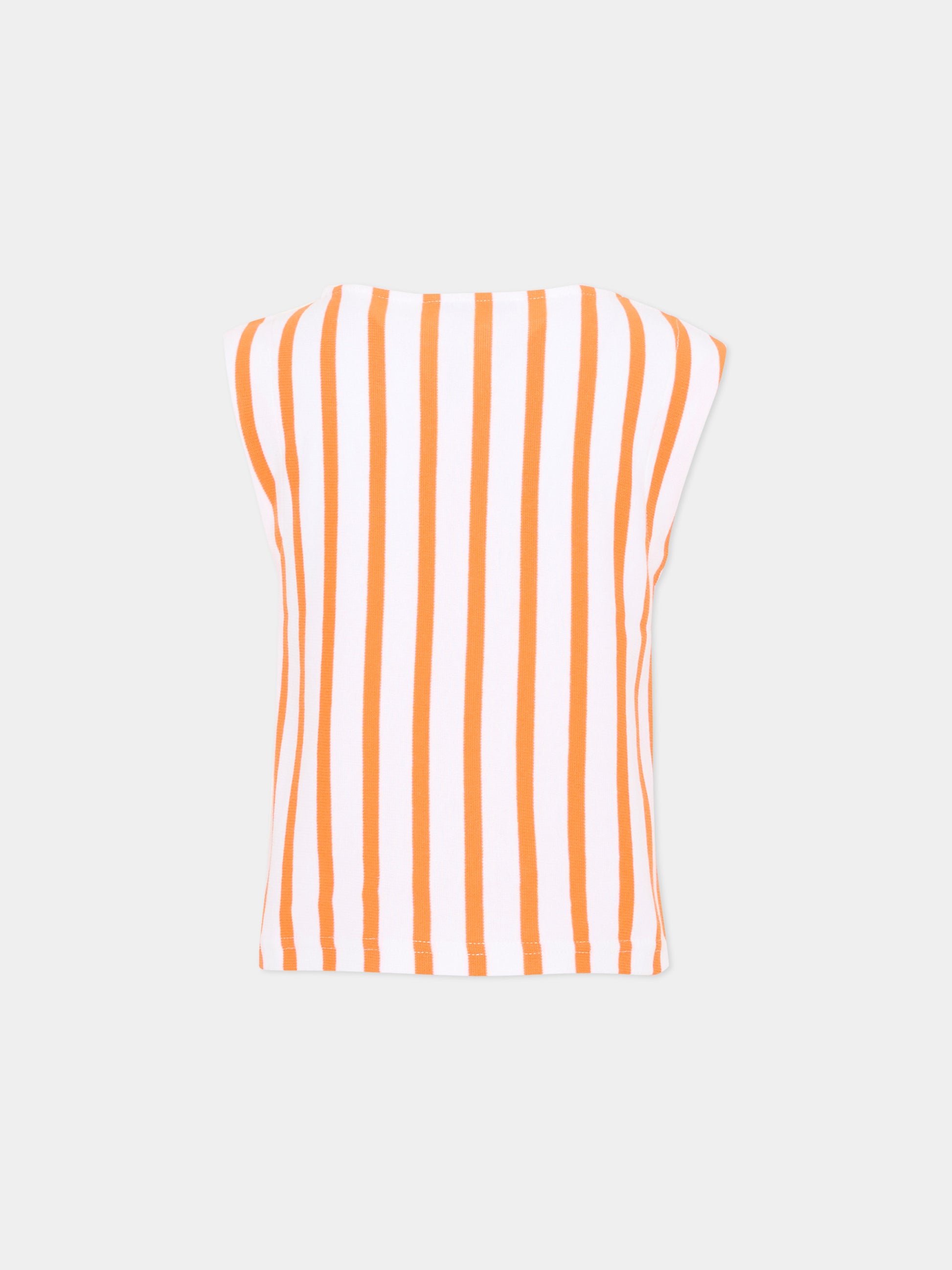 Top bianco a righe per bambina,Vélocipède,VLC-SS26-TS004 WHITE AND TANGERINE