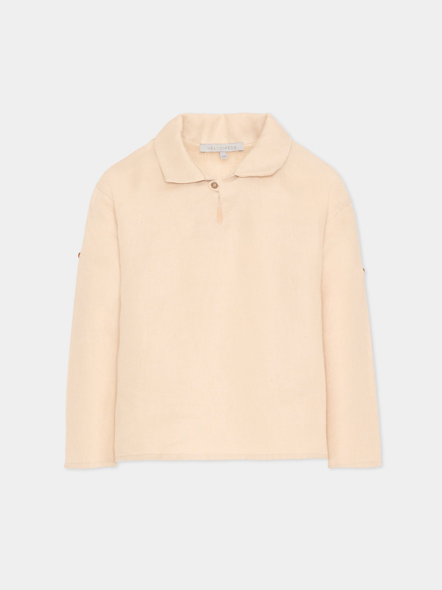 Polo beige in lino per bambini,Vélocipède,VLC-SS26-SH004 OYSTER