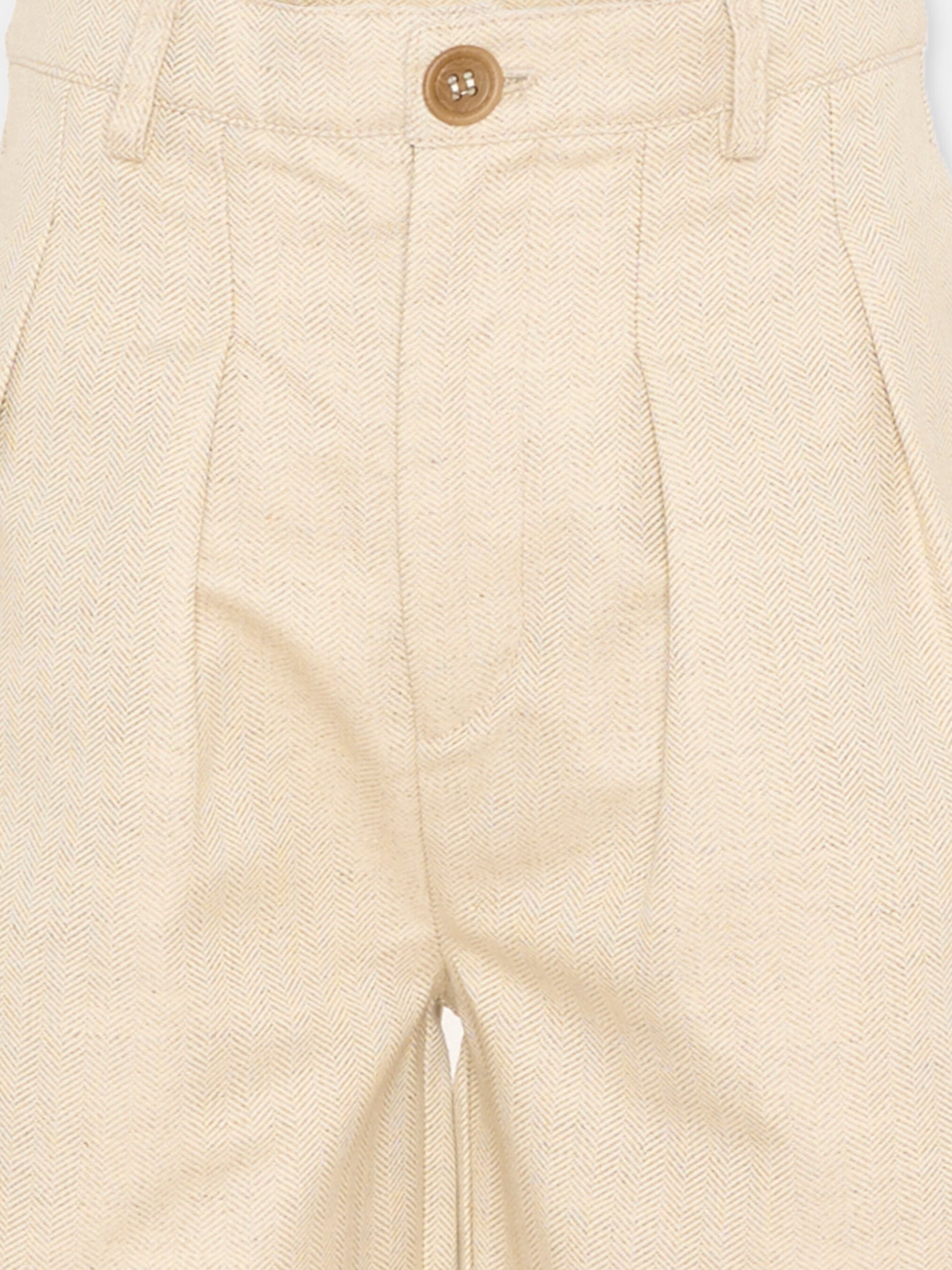 Shorts beige chevron per bambino,Vélocipède,VLC-SS26-TR004 OYSTER