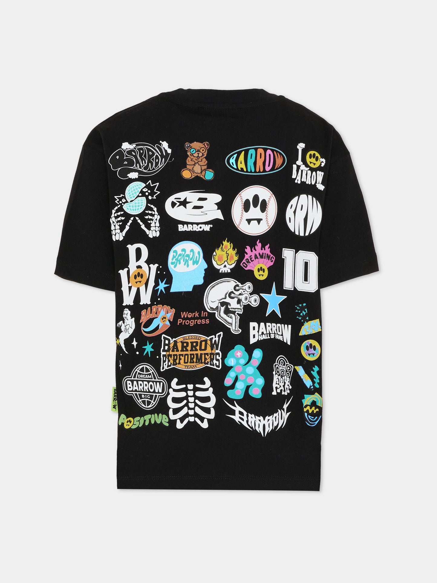 T-shirt nera per bambino con logo,Barrow,F5BKJUTH123 110