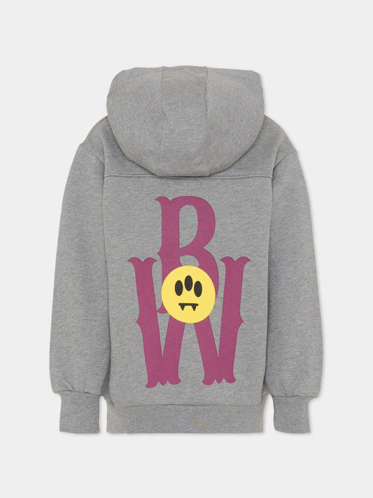 Felpa grigia per bambini con smile e logo,Barrow,F5BKJUHS085 104