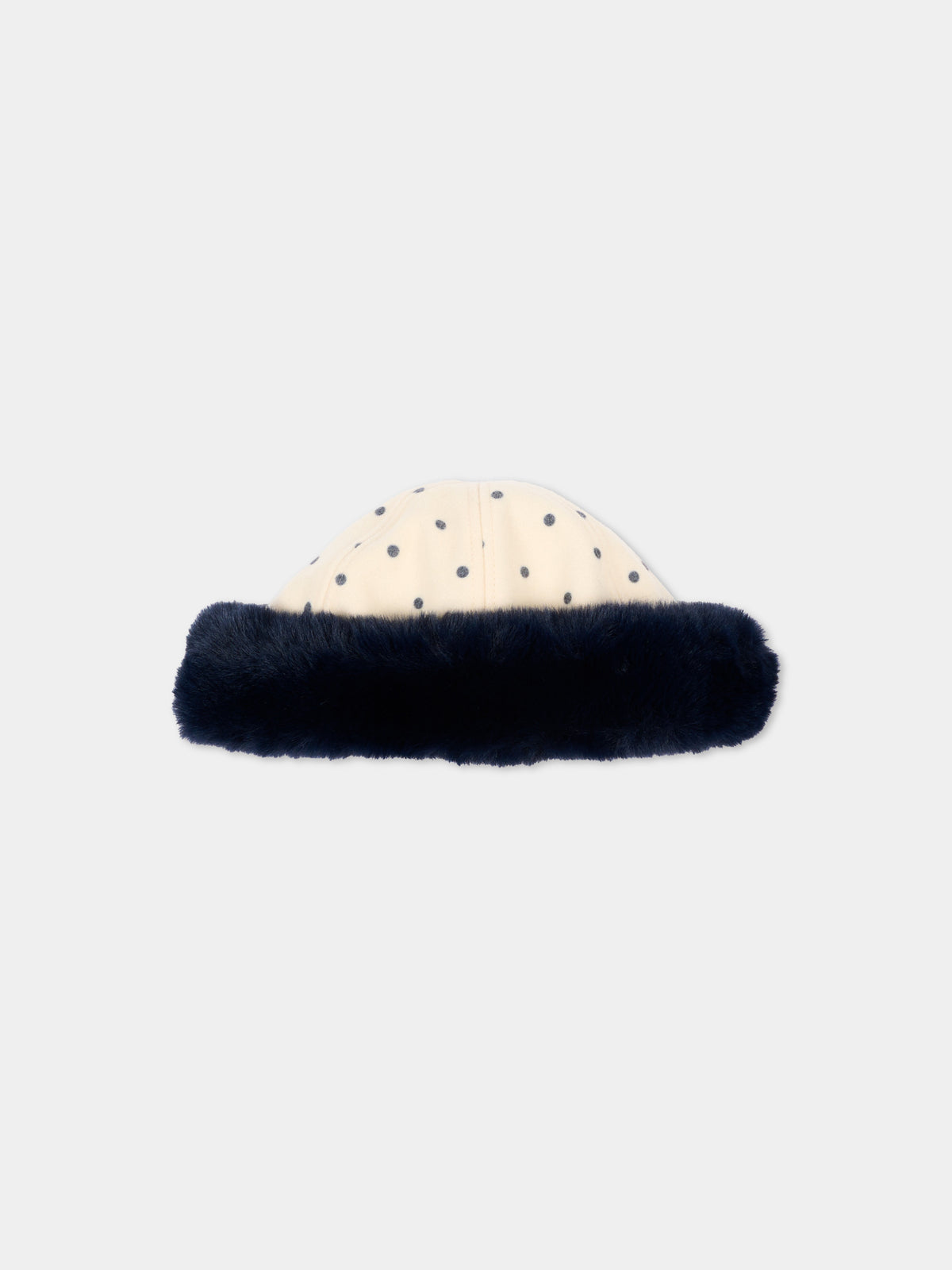 Beret ivoire pour fille à pois