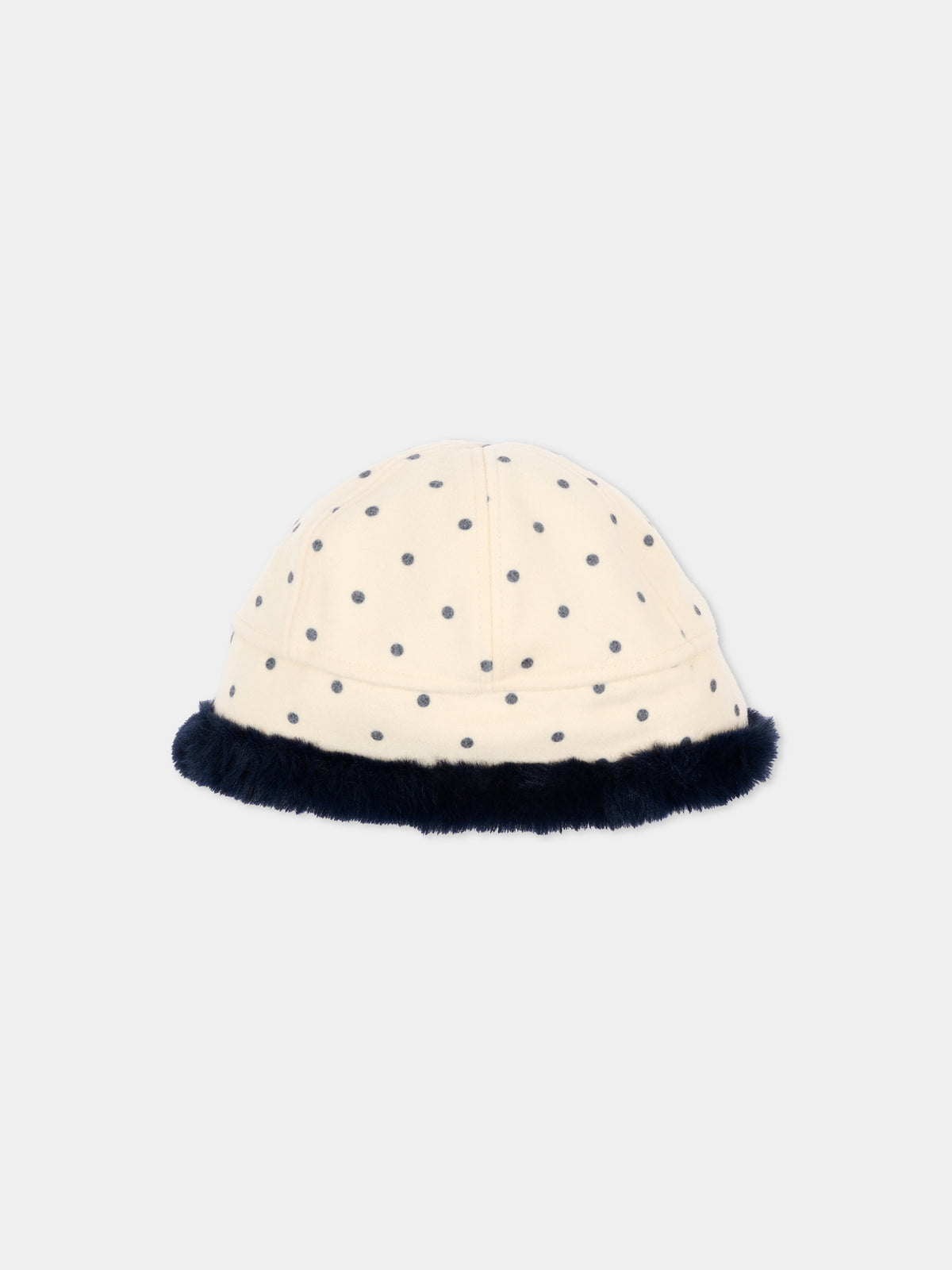 Beret ivoire pour fille à pois
