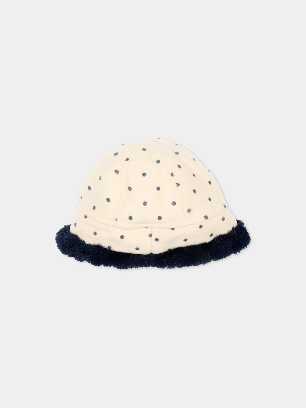 Beret ivoire pour fille à pois