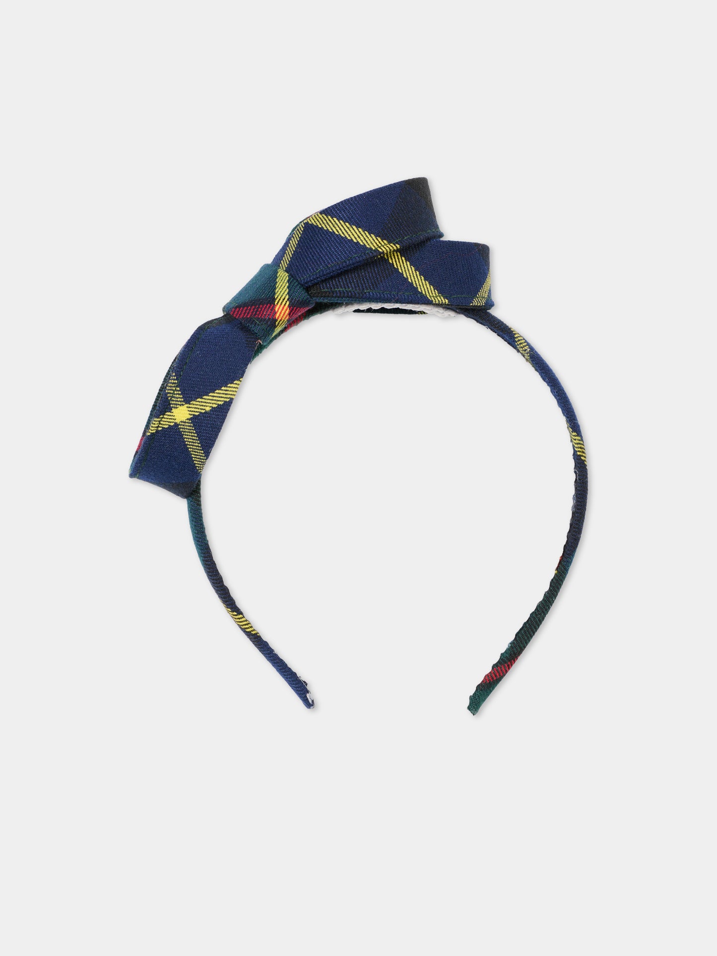 Cerchietto Infinity verde per bambina con fiocco tartan,Nennè Studio,INFINITY VERDE INGLESE
