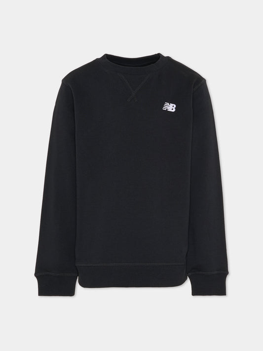 Felpa nera per bambini con logo,New Balance,LAKB0055 BK