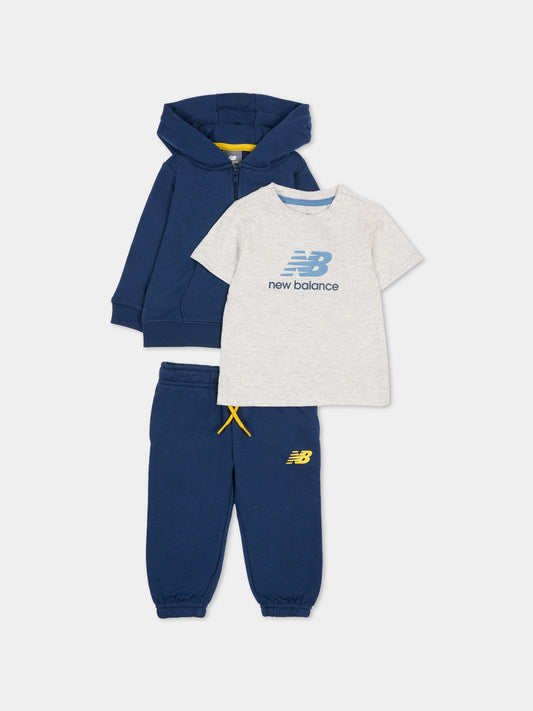 Completo blu per neonato con logo giallo,New Balance,LAKB0308I NNY