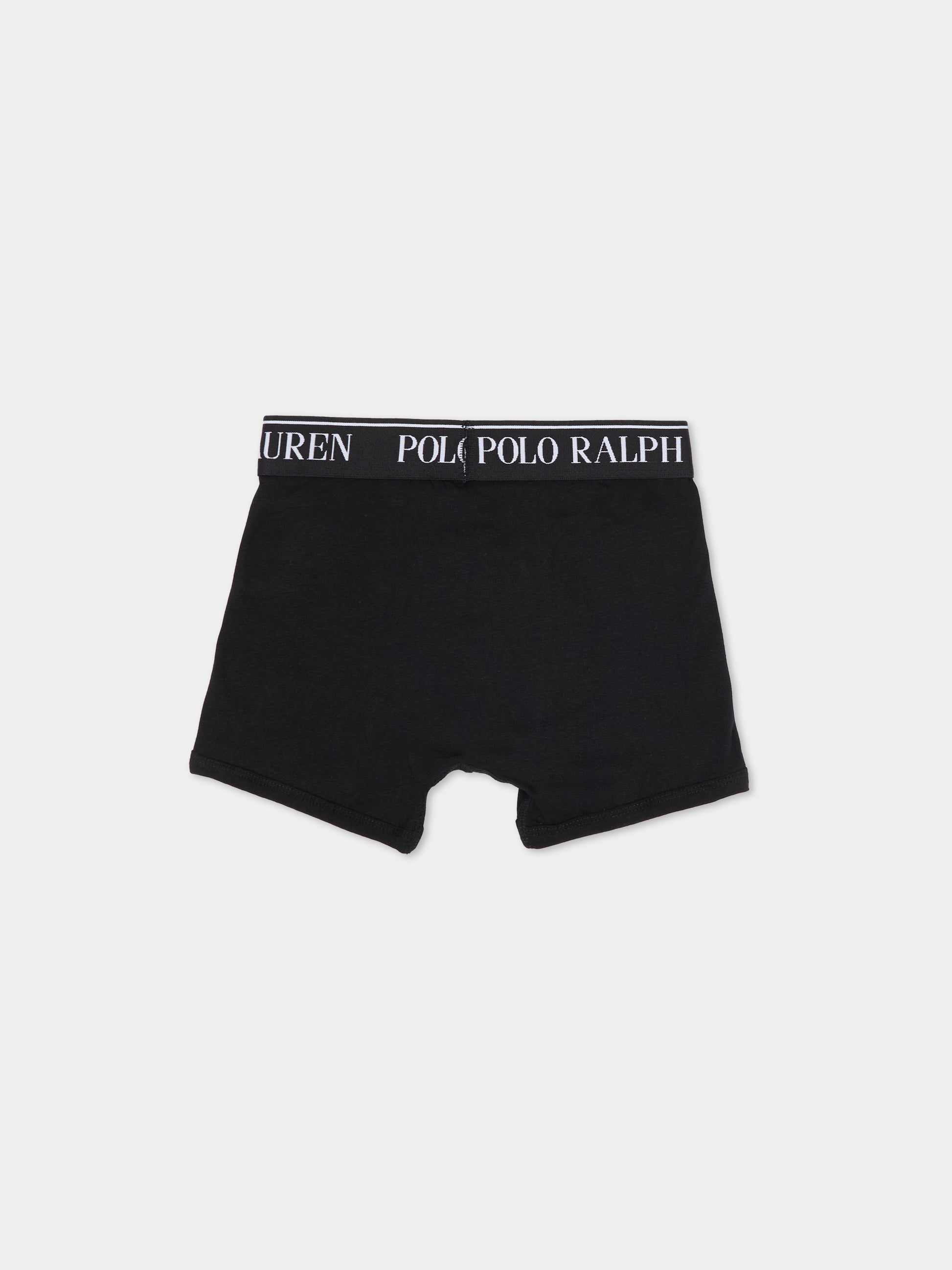 Set boxer nero per bambino con cavallino,Ralph Lauren Kids,9P5016 G9O