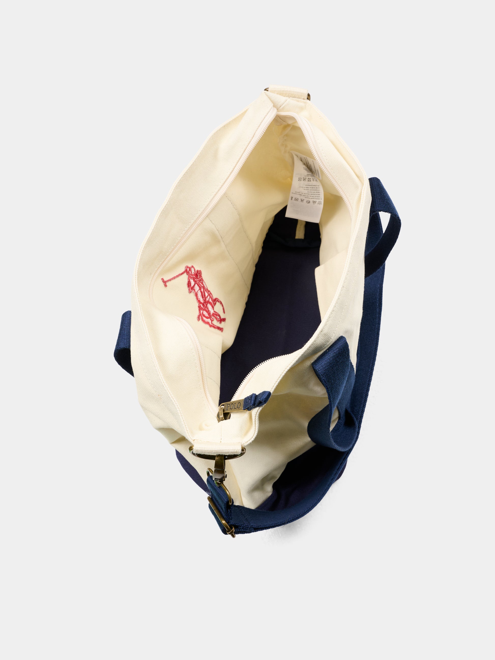 Borsa casual avorio per bambina con cavallino rosso,Ralph Lauren Kids,9AR023 BDF