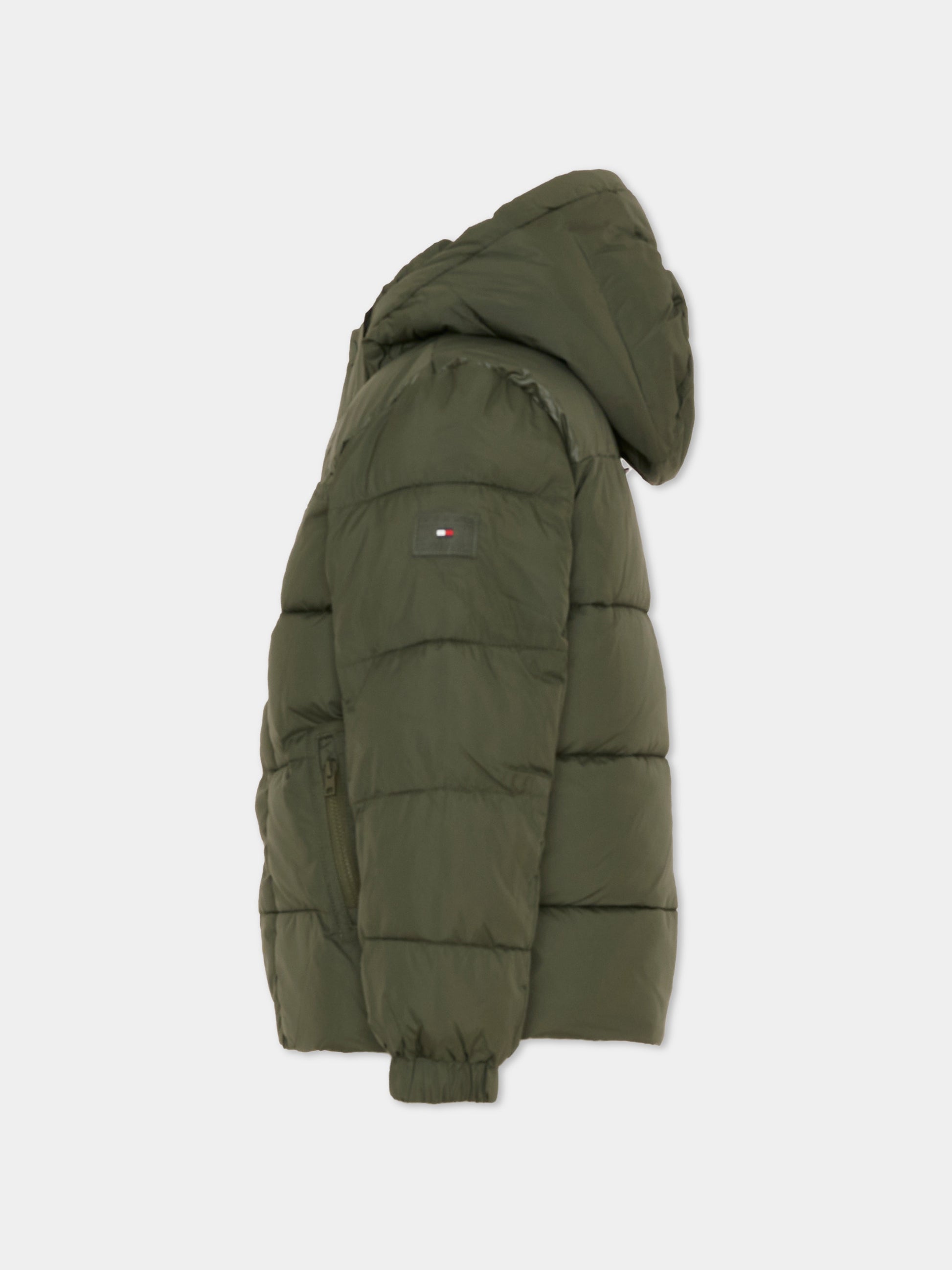 Piumino verde per bambino con logo,Tommy Hilfiger Junior,KB0KB10093 MRH