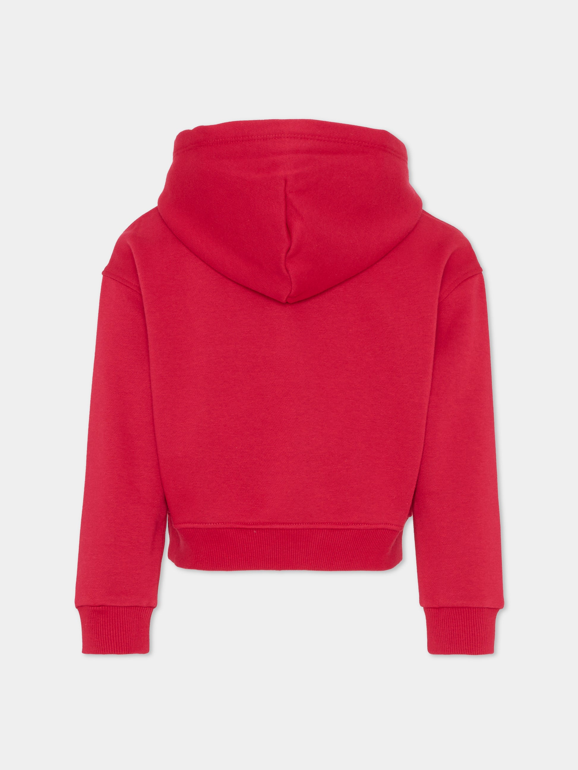 Felpa crop rossa per bambina con bandierina,Tommy Hilfiger Junior,KG0KG09016 XJP