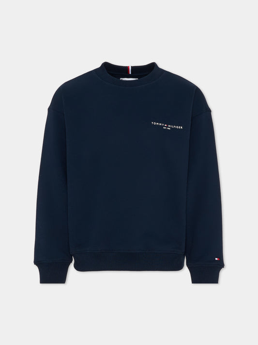 Felpa blu per bambini con logo,Tommy Hilfiger Junior,KS0KS00719 C1G