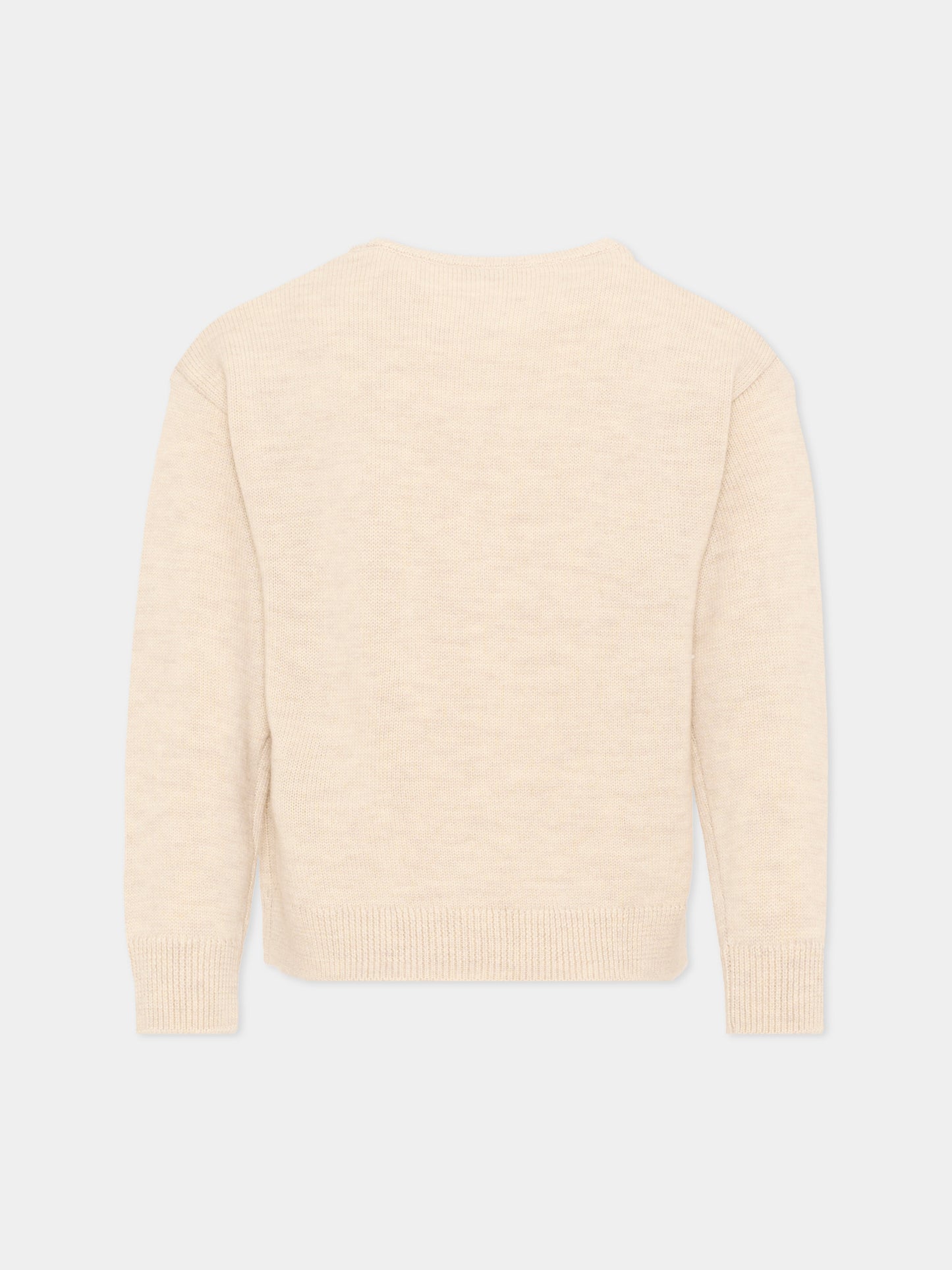 Maglione beige per bambina con motivo artistico,Bonpoint,W06GJUK00020 960