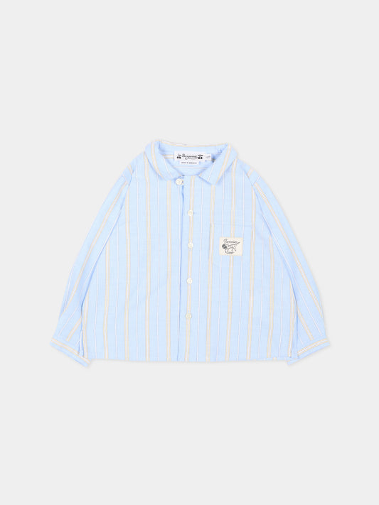 Camicia celeste a righe per neonato,Bonpoint,P06YSHW00001 215