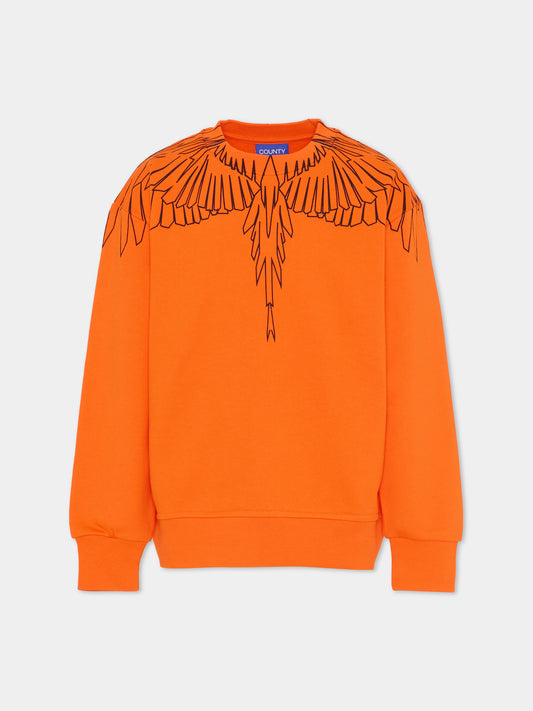Felpa arancione per bambino con ali,County Of Milan Kids,F5CMJBSW071 030