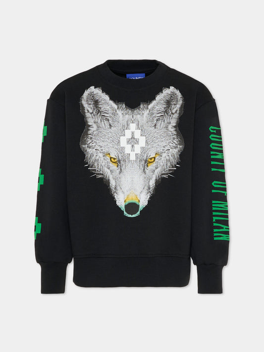 Felpa nera per bambino con volpe,County Of Milan Kids,F5CMJBSW075 110