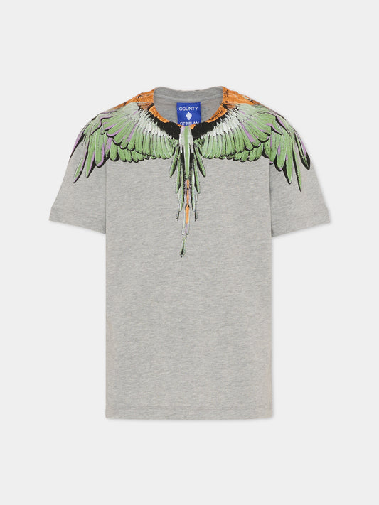 T-shirt gris pour garçon avec ailes