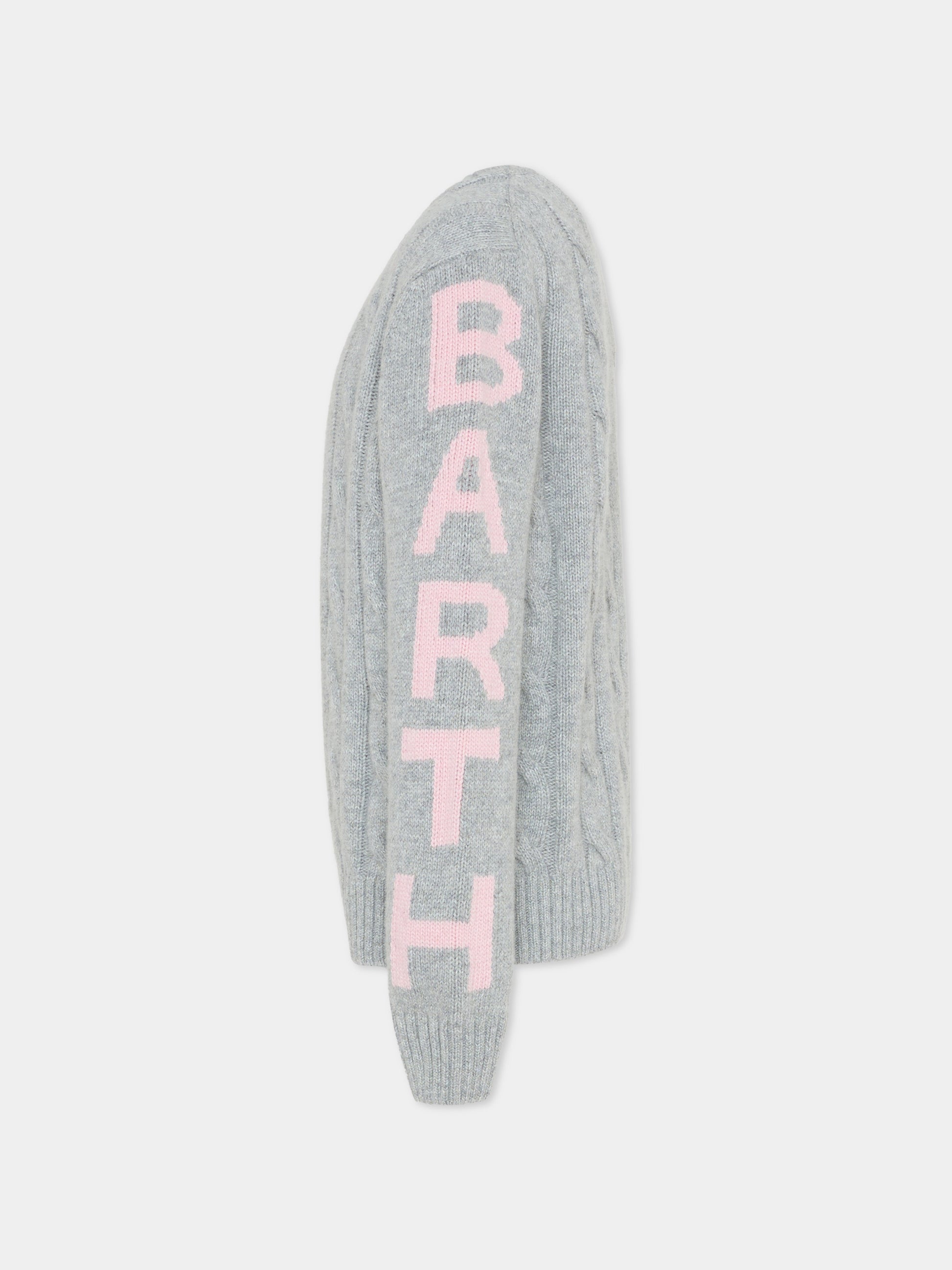Maglione grigio per bambina con logo rosa,Mc2 Saint Barth,MALM001 02468G