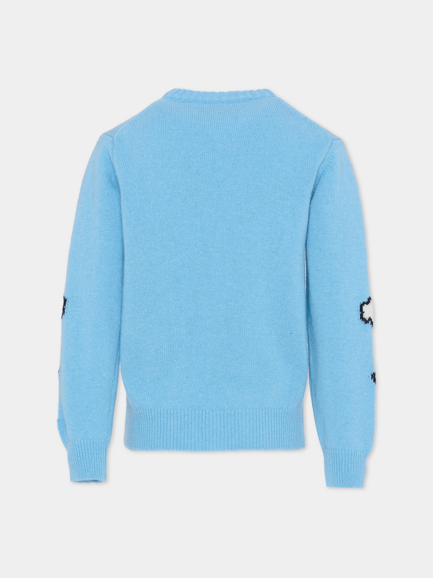 Maglione azzurro per bambina con cartolina di New York,Mc2 Saint Barth,PRC0007 00275C