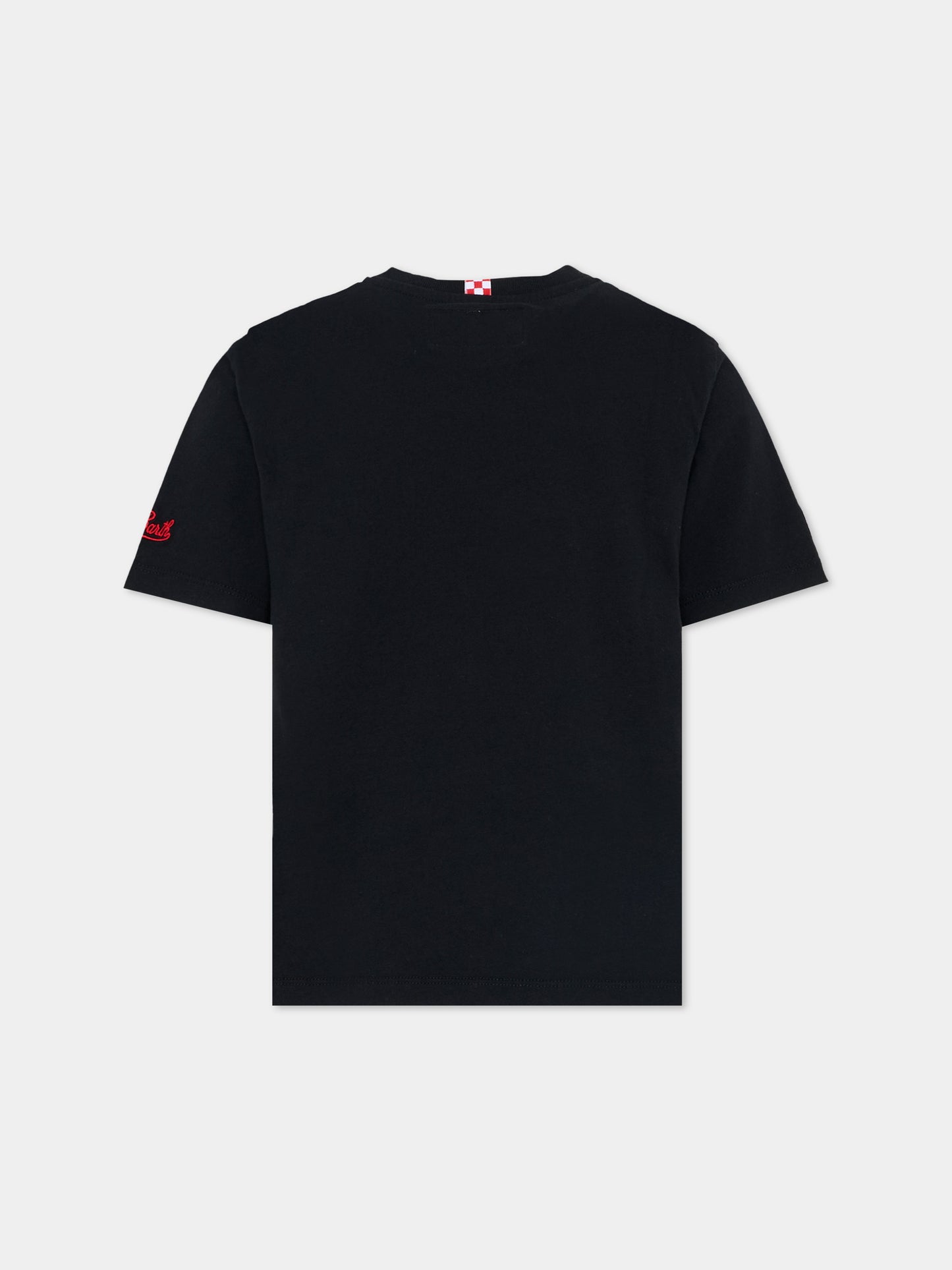 T-shirt nera per bambino con stampa automobile,Mc2 Saint Barth,CAM0002 01028I