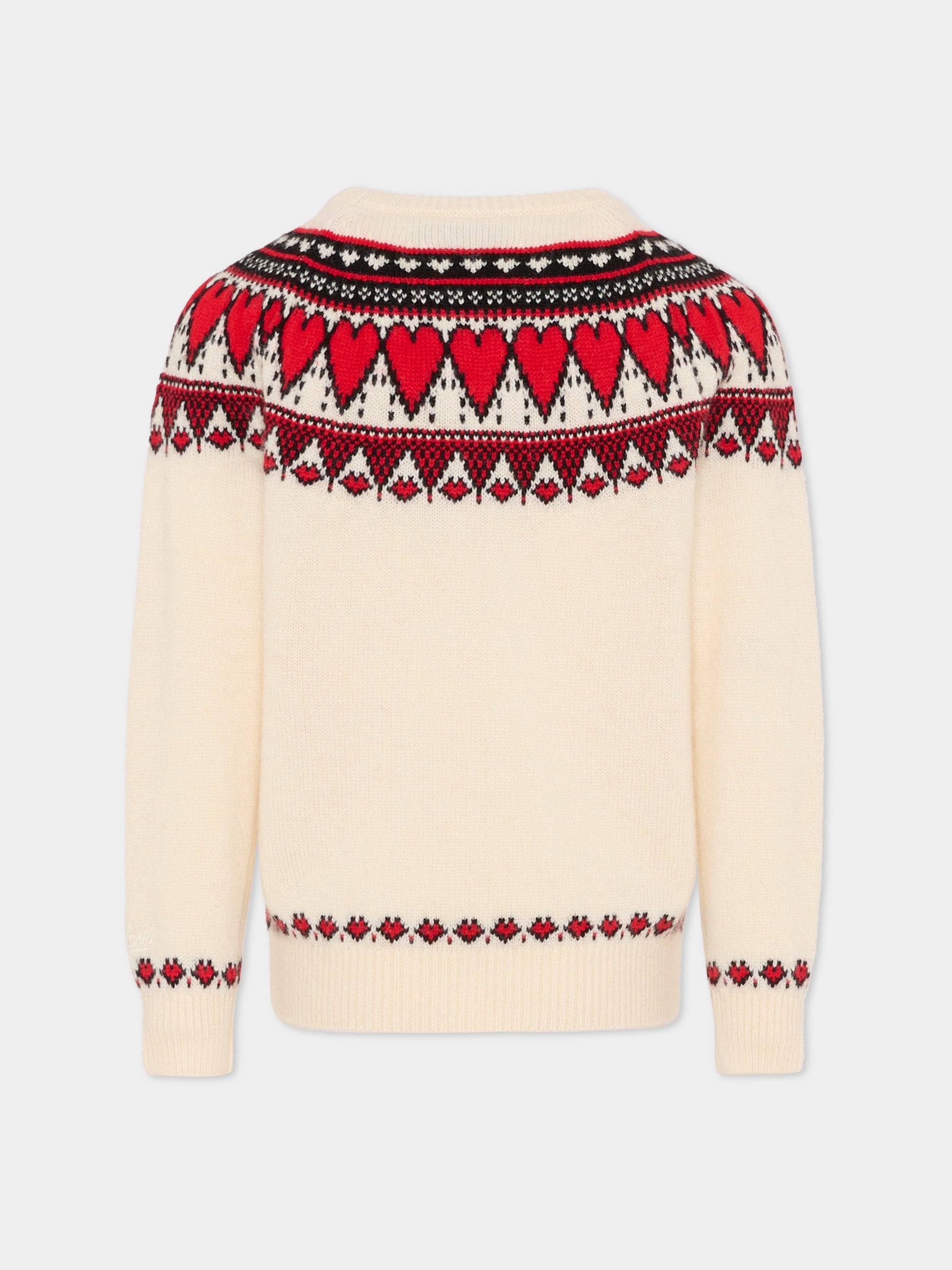 Maglione avorio per bambina con cuori,Mc2 Saint Barth,PRC0010 01177G