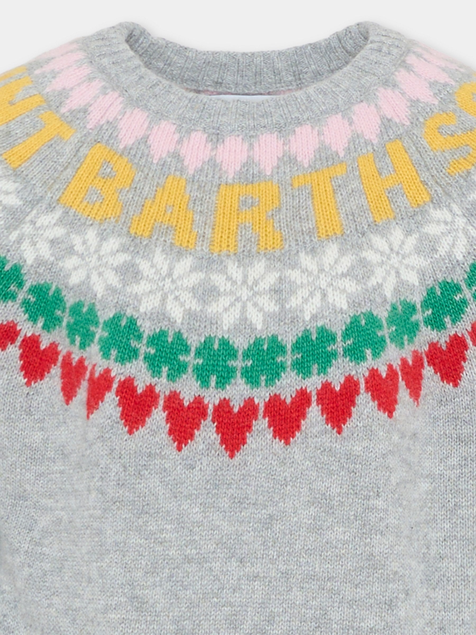 Maglione grigio per bambina con motivo jacquard,Mc2 Saint Barth,PRC0010 00678G