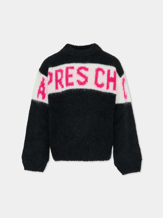 Maglione nero per bambina con scritta,Mc2 Saint Barth,DANY003 00525E