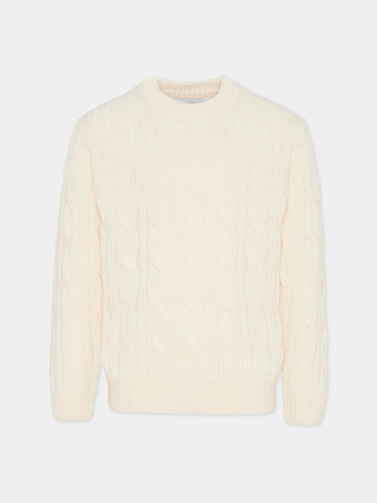 Maglione avorio per bambini con logo,Mc2 Saint Barth,BAI001 00303G