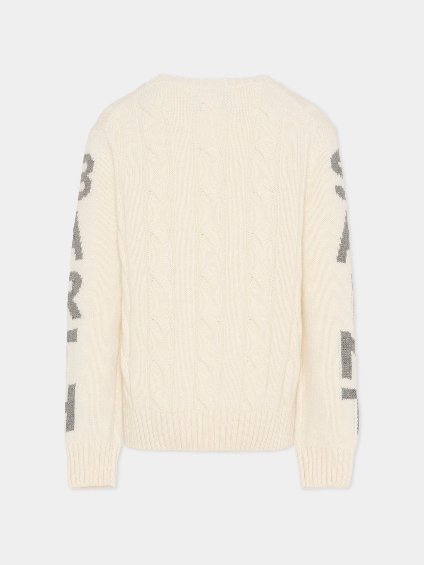 Maglione avorio per bambino con logo grigio,Mc2 Saint Barth,BERG002 02346G