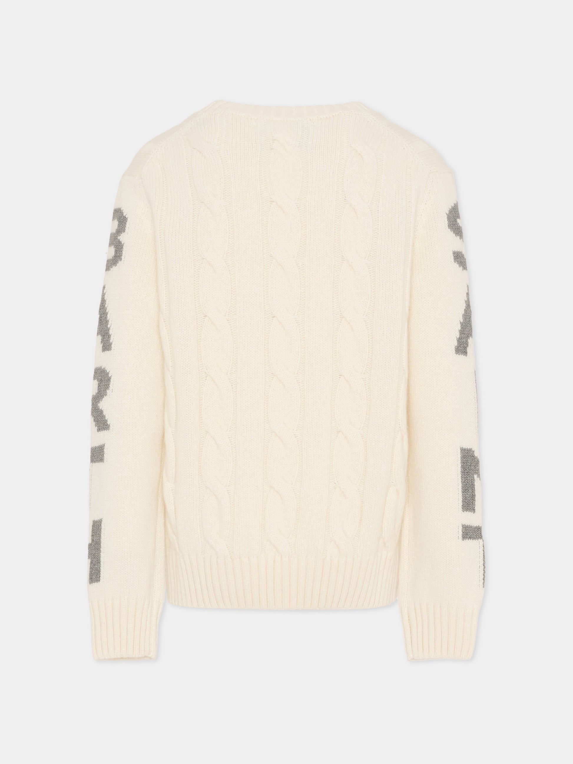 Maglione avorio per bambino con logo grigio,Mc2 Saint Barth,BERG002 02346G