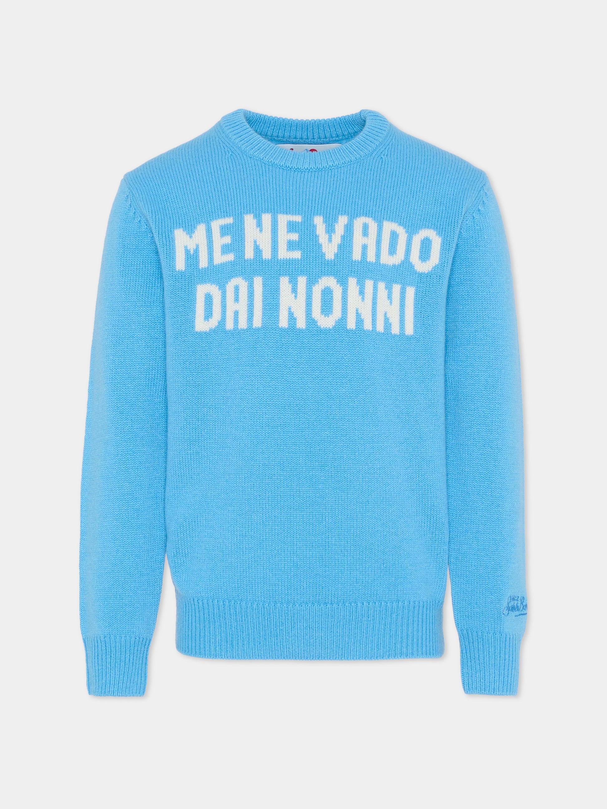 Maglione azzurro per bambino con scritta,Mc2 Saint Barth,DOU0001 01635I