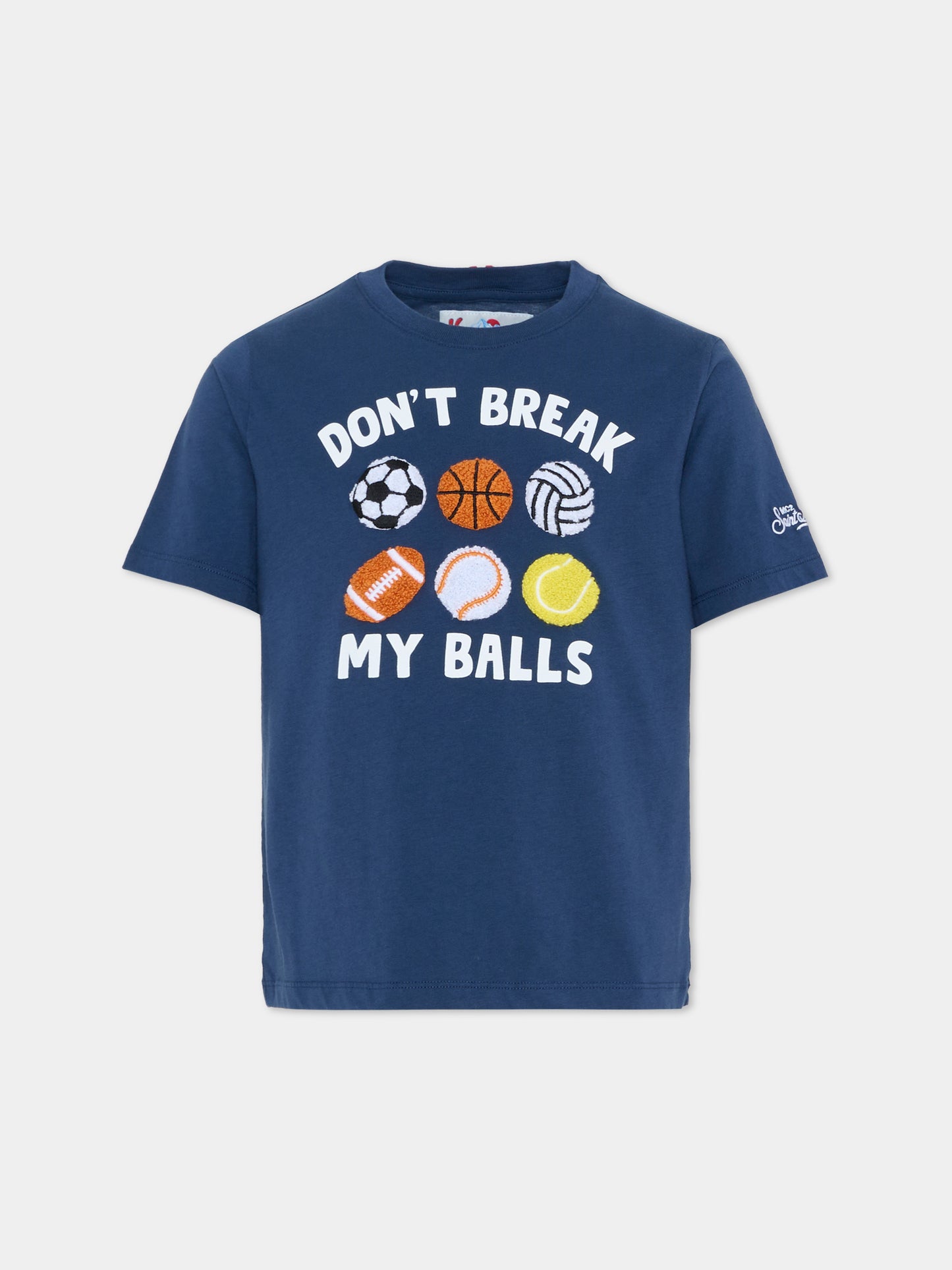 T-shirt blu per bambino con palle,Mc2 Saint Barth,CAM0001 00870I