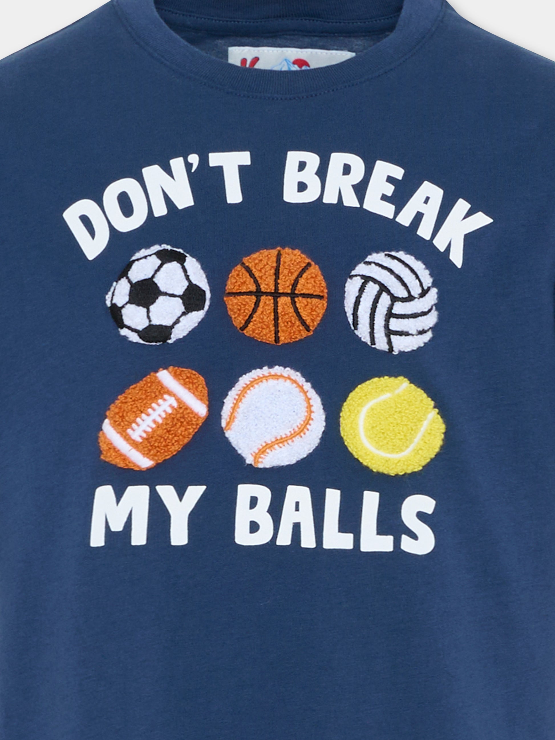 T-shirt blu per bambino con palle,Mc2 Saint Barth,CAM0001 00870I