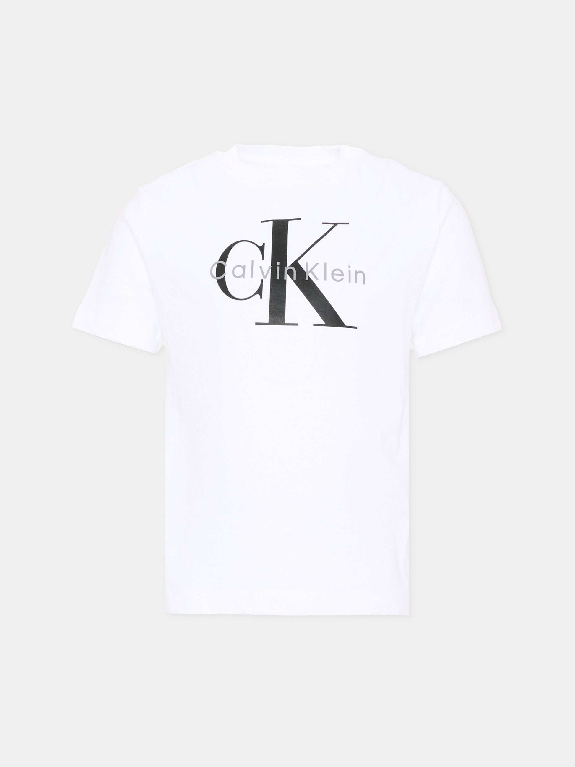 T-Shirt bianca per bambini con logo,Calvin Klein Kids,LV1CKTJA15 YAF