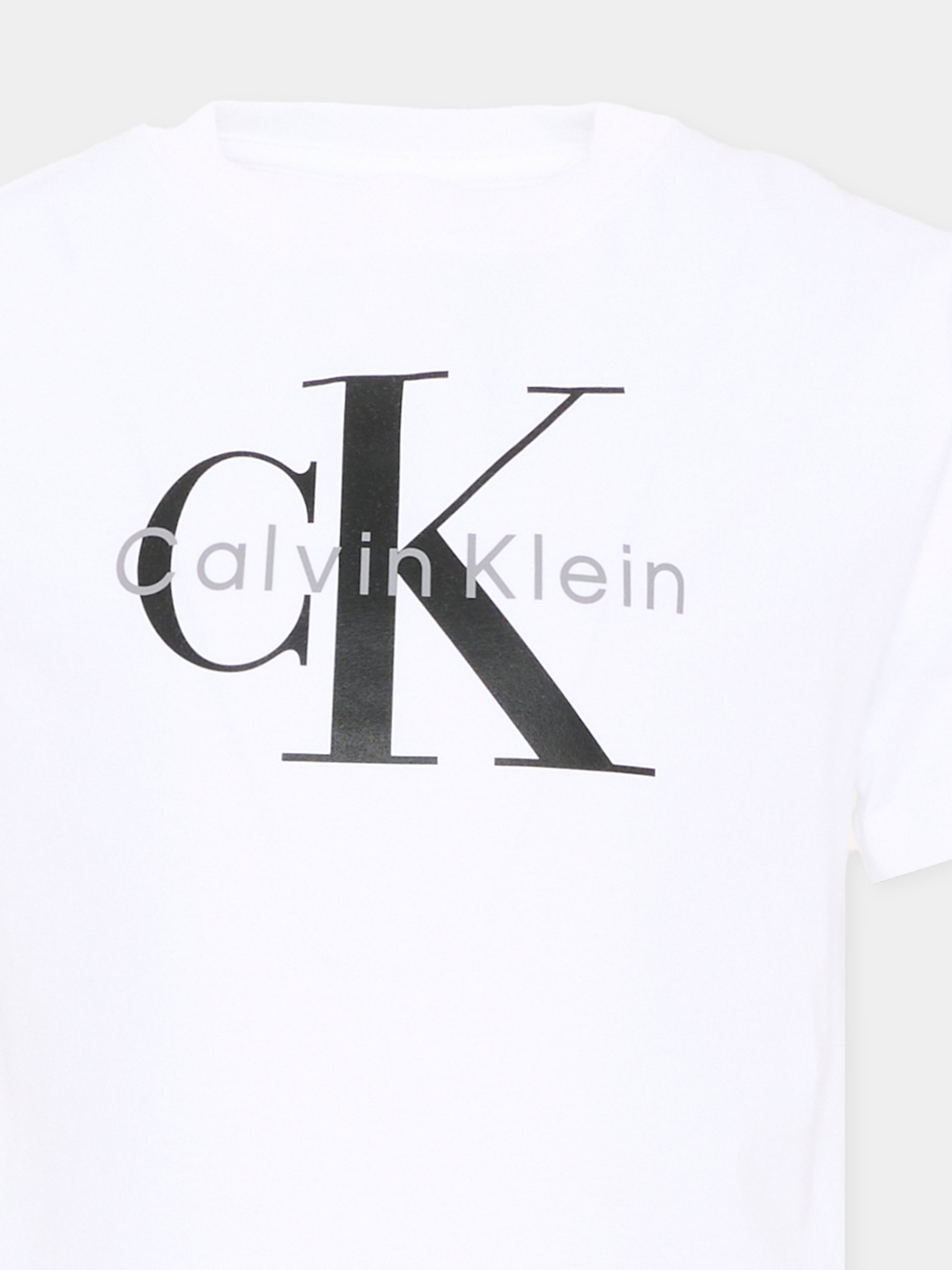 T-Shirt bianca per bambini con logo,Calvin Klein Kids,LV1CKTJA15 YAF
