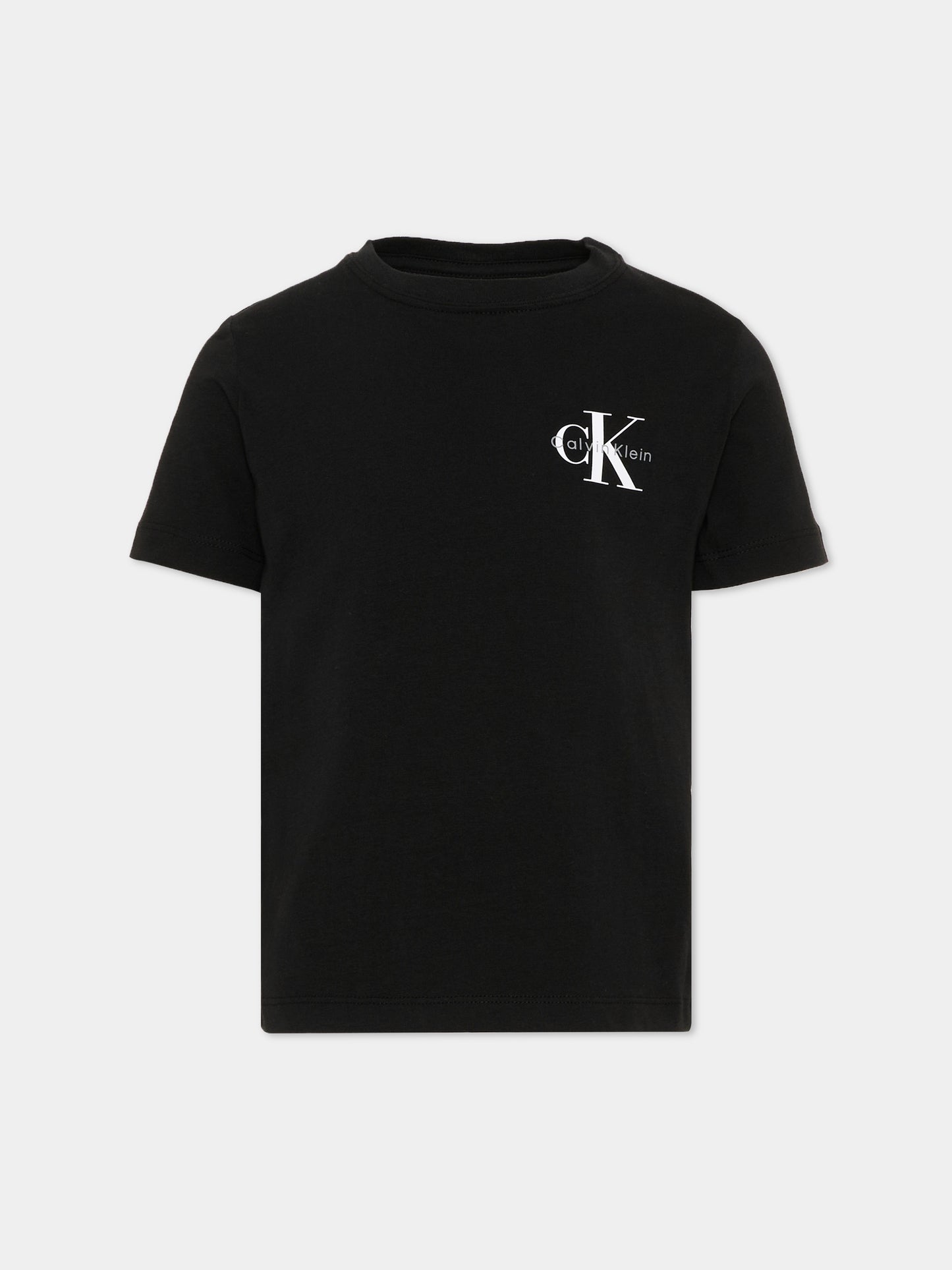 T-Shirt nera per bambini con logo,Calvin Klein Kids,LV1CKTJA16 BEH