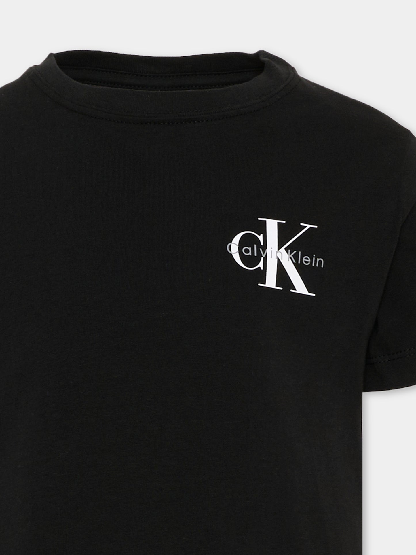 T-Shirt nera per bambini con logo,Calvin Klein Kids,LV1CKTJA16 BEH