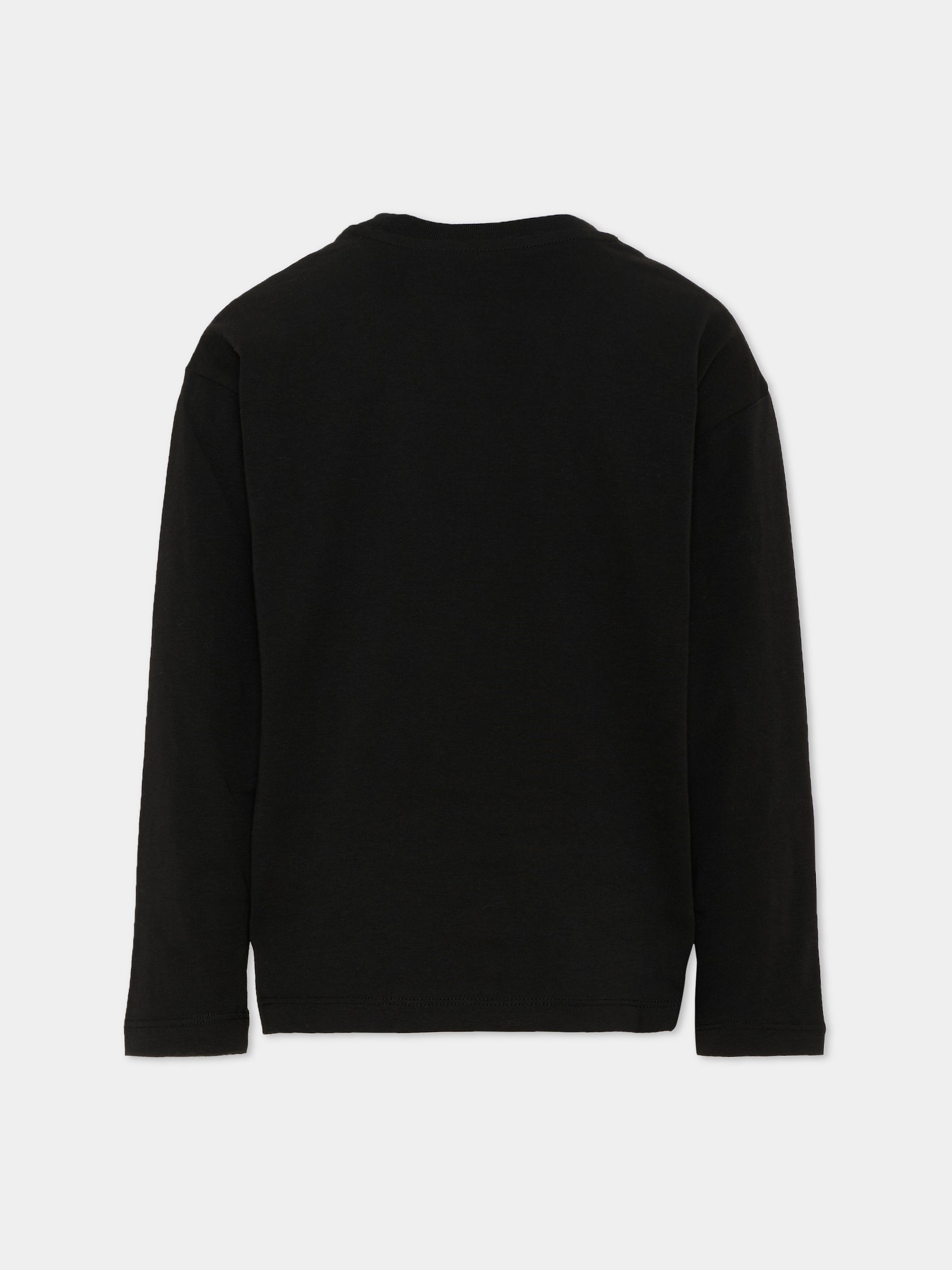 T-shirt a manica lunga nera con logo per bambini,Calvin Klein Kids,LV1CKTJA17 BEH
