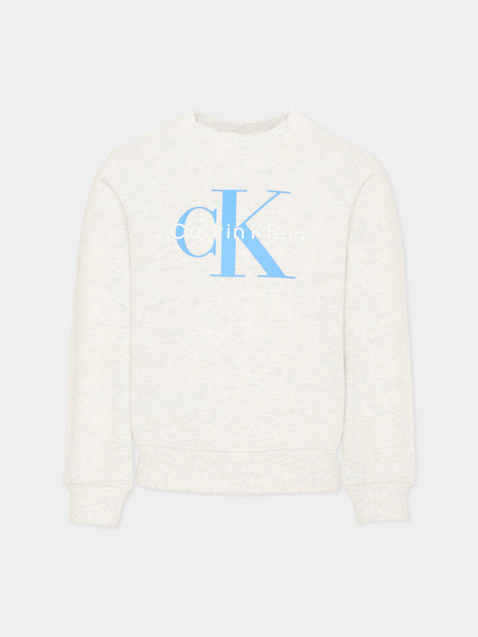 Felpa grigia per bambini con logo,Calvin Klein Kids,LV1CKTJB07 PMT