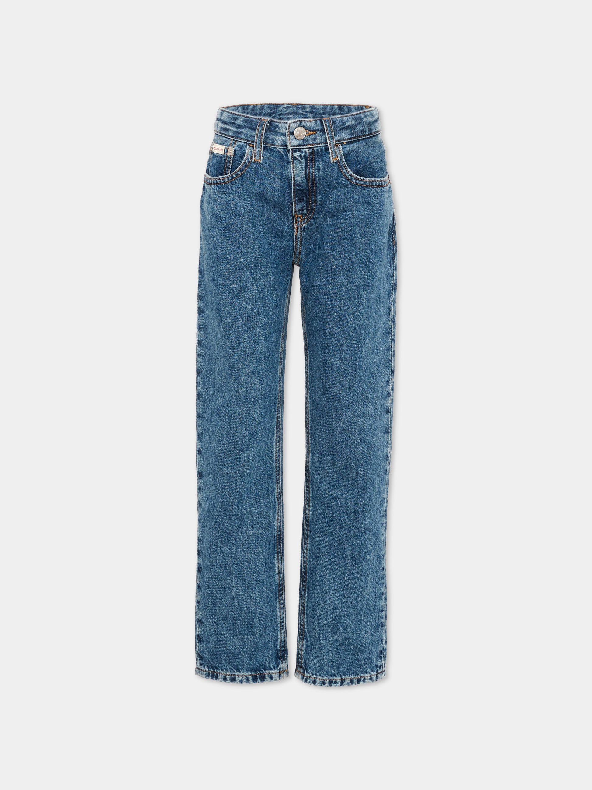 Jeans denim per bambino con patch logo,Calvin Klein Kids,LV1CKTJC18 1BJ